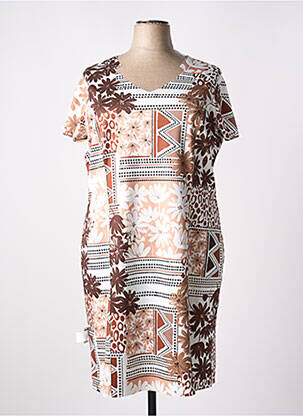 Rochie midi mâneci scurte mâneci scurte bej IMPULSION femeie