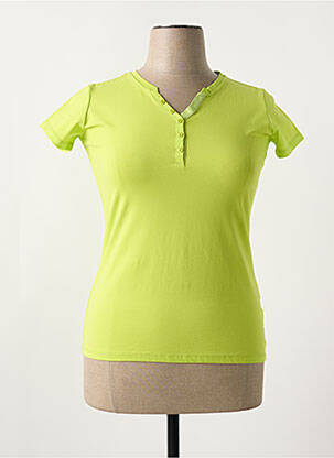 Tricou guler în v mâneci scurte verde S.QUISE femeie