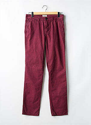 Pantalon chino țesătură poplin mărime normală roșu TIBET bărbat
