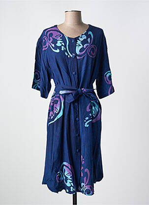 Rochie midi imprimeu fantezie mâneci scurte albastru GARUDA GARUZO femeie