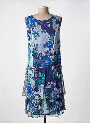 Rochie midi imprimeu floral fără mâneci albastru JAC JAC femeie