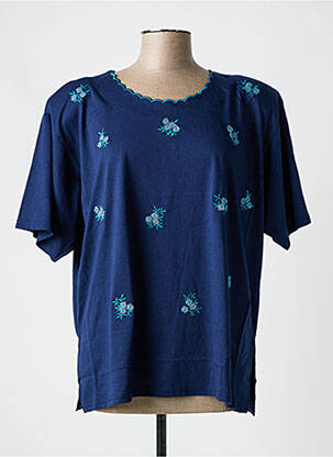 Tricou croială dreaptă mâneci scurte albastru L'AUTRE MAILLE femeie