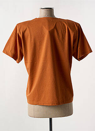 Tricou guler în v mâneci scurte portocalie ALOHA femeie