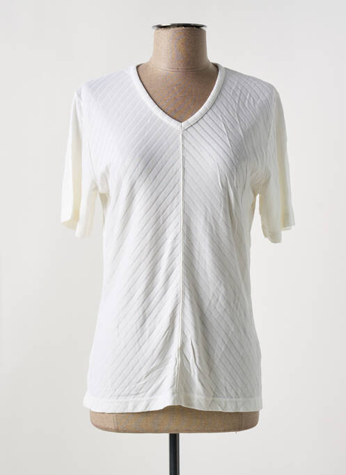 Tricou guler în v mâneci scurte bej JANE R. femme