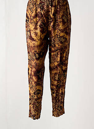 Pantalon drept talie elastică maro GARUDA GARUZO femeie