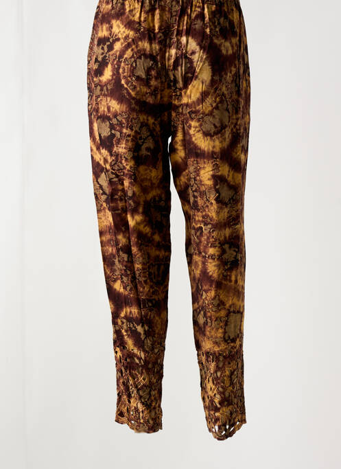 Pantalon drept talie elastică maro GARUDA GARUZO femme