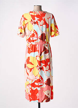 Rochie midi imprimeu floral mâneci scurte portocalie WHITE STUFF femeie