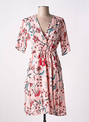 Rochie midi imprimeu floral mâneci scurte roz LA FIANCÉE femeie