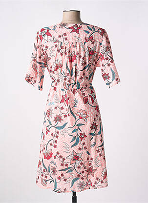 Rochie midi imprimeu floral mâneci scurte roz LA FIANCÉE femeie