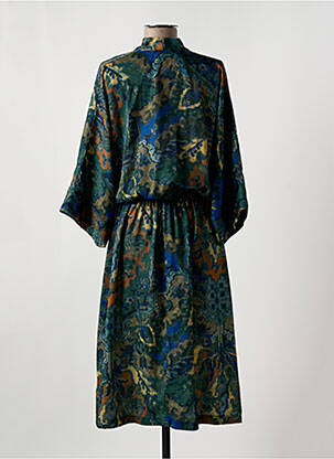 Rochie midi imprimeu fantezie mâneci lungi verde TOUPY femeie
