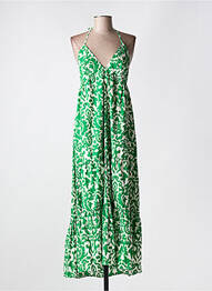 Rochie lungă imprimeu fantezie fără mâneci verde GOA femme