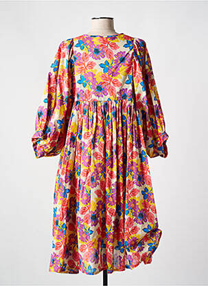 Rochie midi imprimeu floral mâneci 3/4 portocalie CHICOSOLEIL femeie