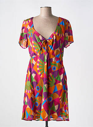 Rochie scurtă mâneci scurte mâneci scurte portocalie CHICOSOLEIL femeie