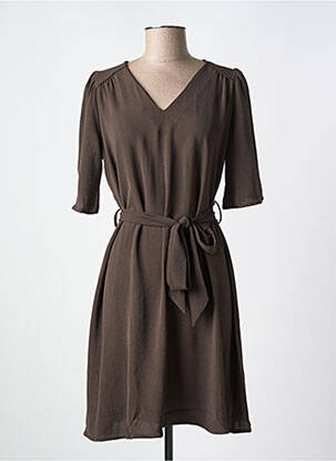 Rochie midi mâneci scurte mâneci scurte maro GRACE & MILA femeie