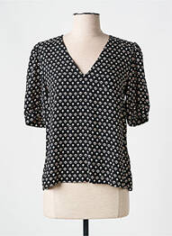 Bluză imprimeu floral mâneci scurte negru GRACE & MILA femme