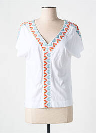 Tricou guler în v mâneci scurte alb WHITE STUFF femme