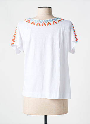 Tricou guler în v mâneci scurte alb WHITE STUFF femeie