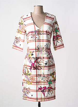 Rochie midi imprimeu floral mâneci scurte bej QUATTRO femeie