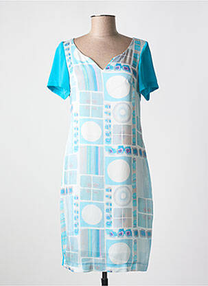 Rochie midi imprimeu fantezie mâneci scurte albastru QUATTRO femeie