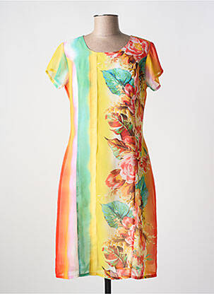 Rochie midi imprimeu floral mâneci scurte portocalie QUATTRO femeie