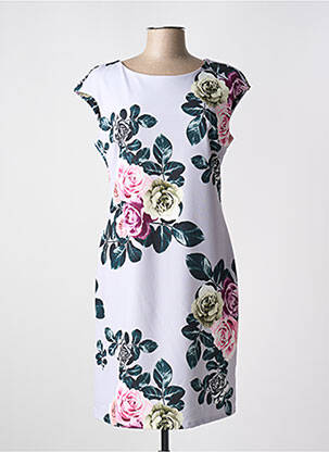 Rochie midi imprimeu floral mâneci scurte gri QUATTRO femeie