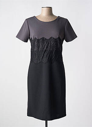 Rochie midi țesătură crep mâneci scurte gri QUATTRO femeie