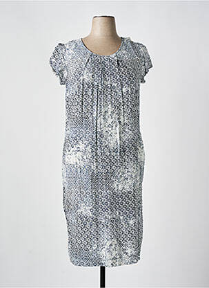 Rochie midi imprimeu fantezie mâneci scurte albastru QUATTRO femeie