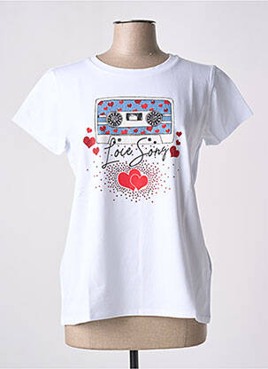 Tricou serigrafie cu strasuri mâneci scurte alb DIANA GALLESI femeie