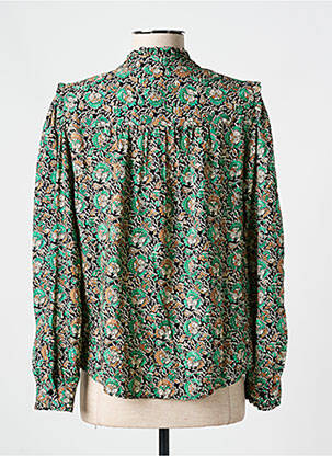 Bluză țesătură poplin mâneci lungi verde C'EST BEAU LA VIE femeie