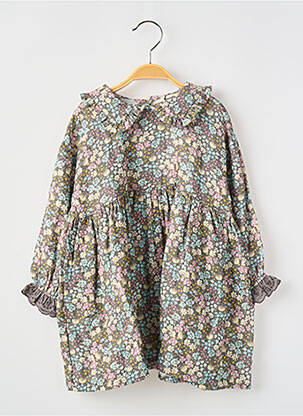 Rochie midi guler claudine mâneci lungi gri TOCOTO VINTAGE fată