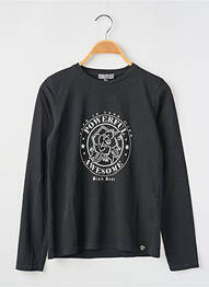 Tricou croială dreaptă mâneci lungi negru DIXIE fille