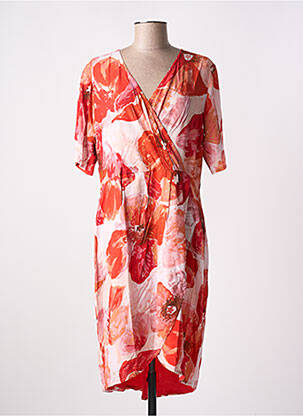 Rochie midi imprimeu floral mâneci scurte portocalie PAUL BRIAL femeie