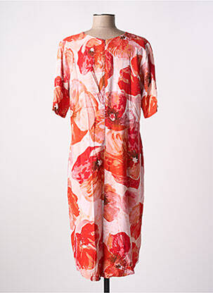 Rochie midi imprimeu floral mâneci scurte portocalie PAUL BRIAL femeie