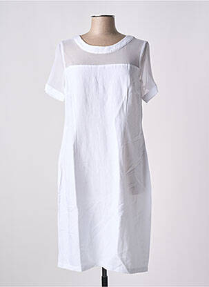 Rochie midi țesătură crep mâneci scurte alb PAUL BRIAL femeie