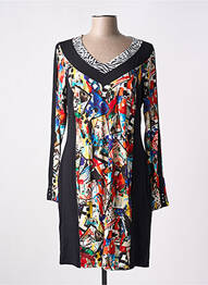 Rochie midi imprimeu fantezie mâneci lungi negru MALOKA femeie