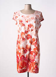 Rochie midi imprimeu floral mâneci scurte portocaliu PAUL BRIAL femme