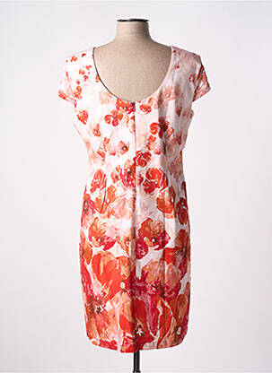 Rochie midi imprimeu floral mâneci scurte portocaliu PAUL BRIAL femeie