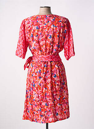 Rochie midi imprimeu floral mâneci scurte roșu PAUL BRIAL femeie