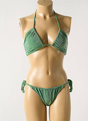 Costum de baie din două piese elasticitate top triunghiuri verde SANS MARQUE femeie