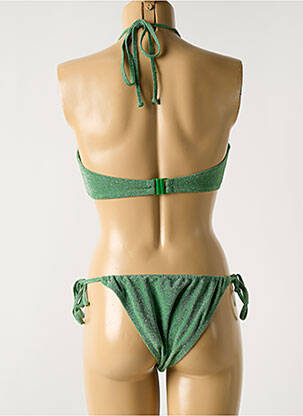 Costum de baie din două piese elasticitate top triunghiuri verde SANS MARQUE femeie