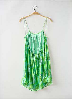 Rochie scurtă guler rotund bretele subțiri verde SUNDRESS femeie