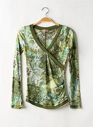 Top imprimeu fantezie mâneci lungi verde ICI ET MAINTENANT femme