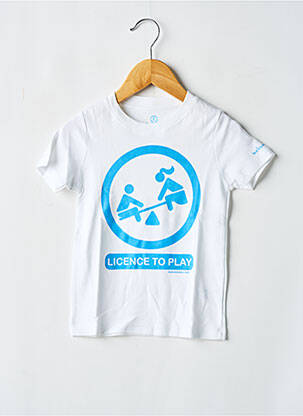Tricou serigrafie flockată mâneci scurte alb MA LOCOMOTION băiat