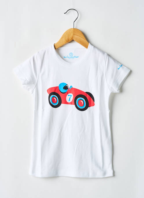 Tricou alb MA LOCOMOTION băiat