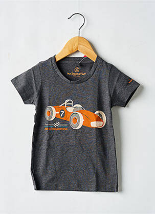 Tricou serigrafie flockată mâneci scurte gri MA LOCOMOTION băiat
