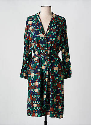 Rochie midi imprimeu fantezie mâneci lungi verde NICE THINGS femeie