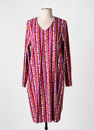 Rochie midi imprimeu fantezie mâneci lungi roz ZILCH femeie