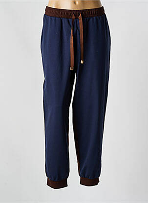 Pantalon drept talie elastică albastru MAT. femeie