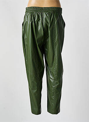 Pantalon drept talie elastică verde MAT. femeie
