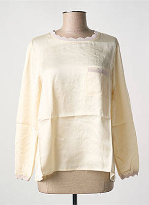 Top guler rotund mâneci lungi bej TRICOT CHIC femeie